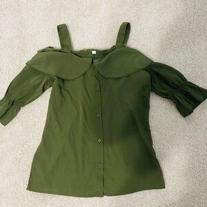 Olive Green Women's Off-Shoulder Top